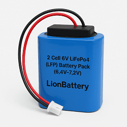 2 Cell 6V LiFePo4 (LFP) Battery Pack (6.4V-7.2V)