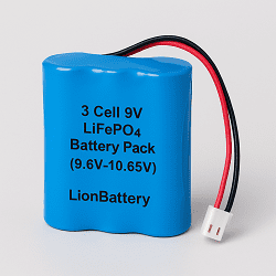 3 Cell 9V LiFePo4 (LFP) Battery Pack (9.6V-10.65V)