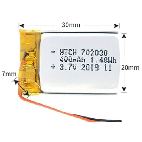 WLY702030 1S 3.7V 400mAh Lipo Battery Micro Rechargable Battery Pack