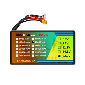 Crocks Pack Samsung INR 21700 50S 22.2V 40000mAh 6S8P 360A Discharge Li-ion Drone Battery Pack