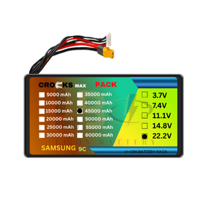 Crocks Pack Samsung INR 21700 50S 22.2V 45000mAh 6S9P 405A Discharge Li-ion Drone Battery Pack
