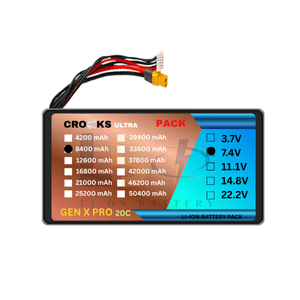 Crocks Ultra 7.4V 8400mAh 2S Drone Battery Pack 2S2P 168A Discharge Li-Ion NMC 42A