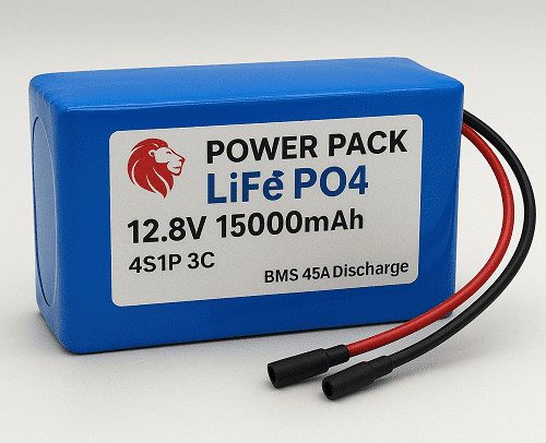 Power pack LiFePo4 4S 12.8V 15000mAh 4S1P 3C with BMS 45A Discharge LFP Battery pack