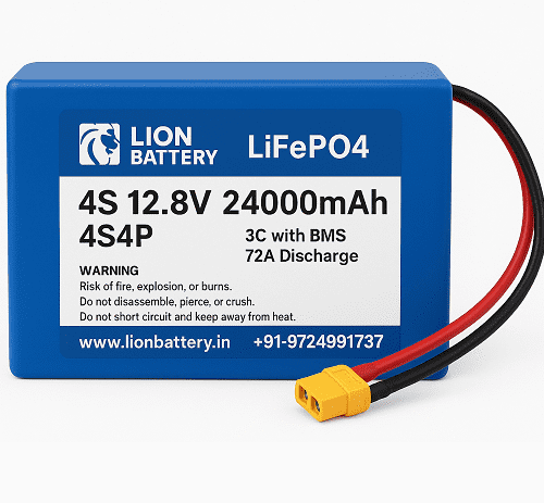 Power pack LiFePo4 4S 12.8V 24000mAh 4S4P 3C with BMS 72A Discharge LFP Battery pack