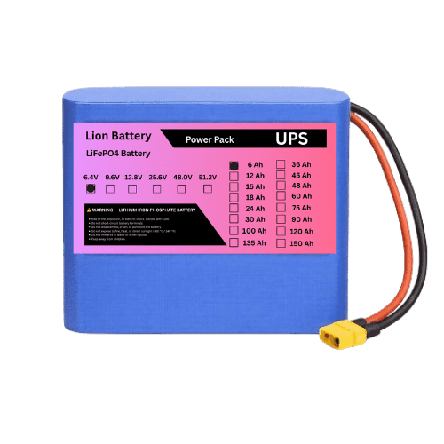 6.4V 6Ah LiFePO₄ Solar Battery Pack | Rechargeable Lithium Battery with BMS