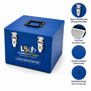 Fireproof lithium Battery Storage Box 300×200×200mm | Heavy-Duty Metal Safety Box