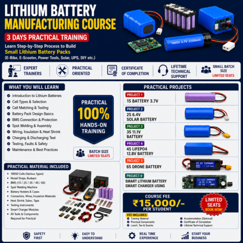 Basic Lithium Battery Manufacturing Course | 3 Days Practical Training