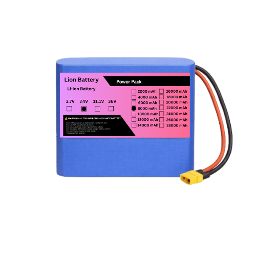 Power Pack 7.4V 8000mAh 2S4P 1C BMS 4A Lithium-Ion Rechargeable NMC Battery Pack