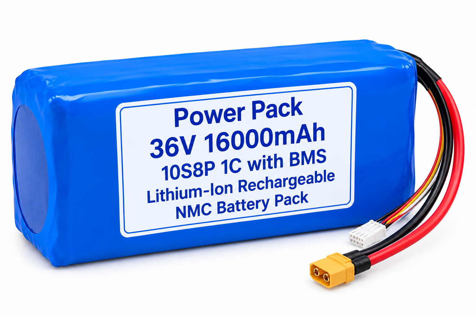 Power Pack 36V 16000mAh 10S8P 1C with BMS Lithium-Ion Rechargeable NMC Battery Pack