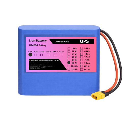 Power Pack LiFePO₄ 2S 6.4V 30000mAh 2S2P 3C With BMS 10A Discharge LFP Battery Pack